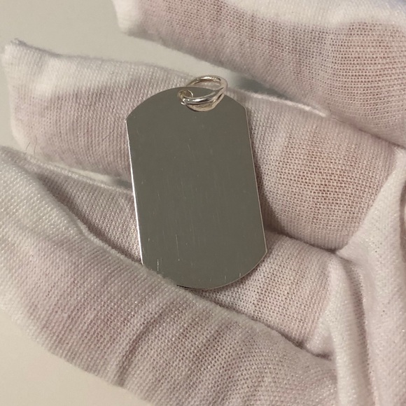 925 Sterling Silver Plain Dog Tag/Plate Pendant - Picture 1 of 5